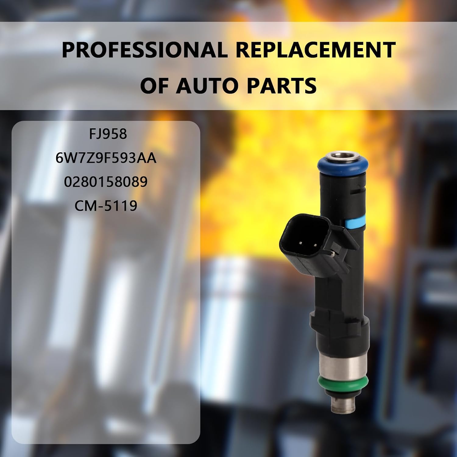 Set of 8 Fuel Injectors - Compatible with Ford Crown Victoria Lincoln Town Car Mercury Grand Marquis 2006-2011 V8 4.6L - Replaces FJ958 6W7Z9F593AA 0280158089