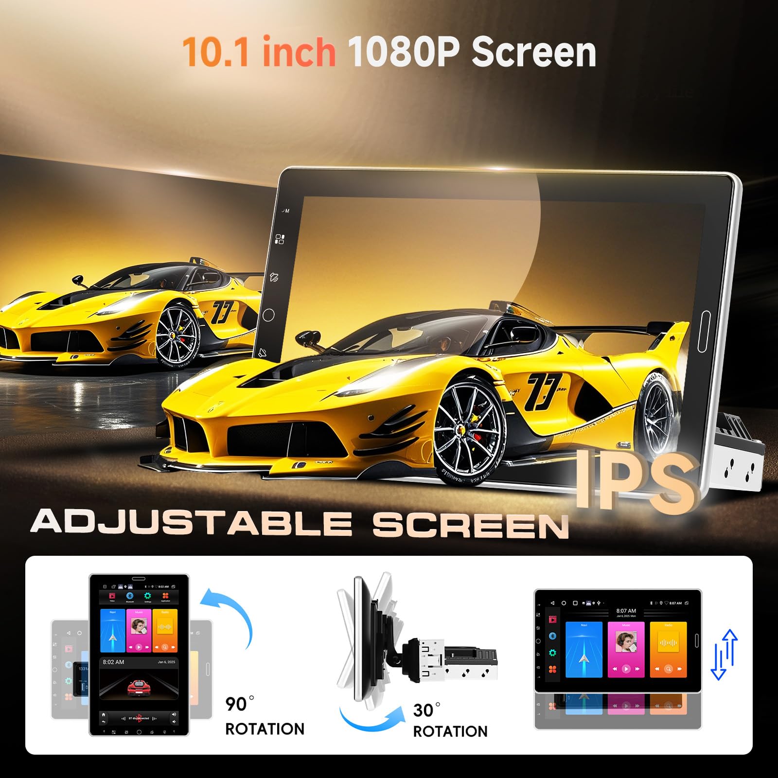 Amazon.co.jp: 2G+64G 10.1インチ Android 1DIN 回転式縦型タッチ
