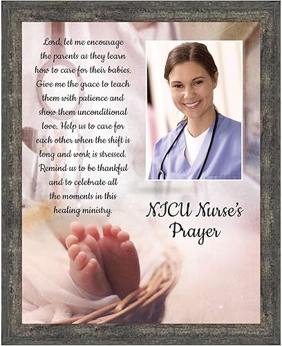 Crossroads Home Décor NICU Enfermeras Oración regalos de agradecimiento de enfermeras cuidador infantil marco de fotos religioso 5040BW