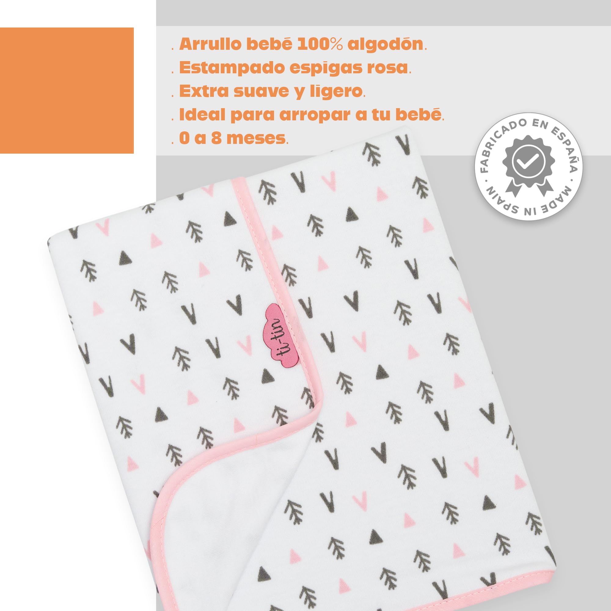 Ti TIN arrullo para bebé 80 x 80 cm, Doble Capa de algodón 100%, Transpirable, Extra Suave, fácil Lavado y Apto para Secadora, diseño Ligero y Estampados Divertidos