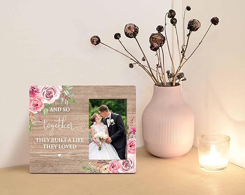 Miniatura 3 de Orchroma Marco de fotos romántico para regalo de matrimonio y así juntos construyen una vida que amaban, aniversario de compromiso, regalos de boda