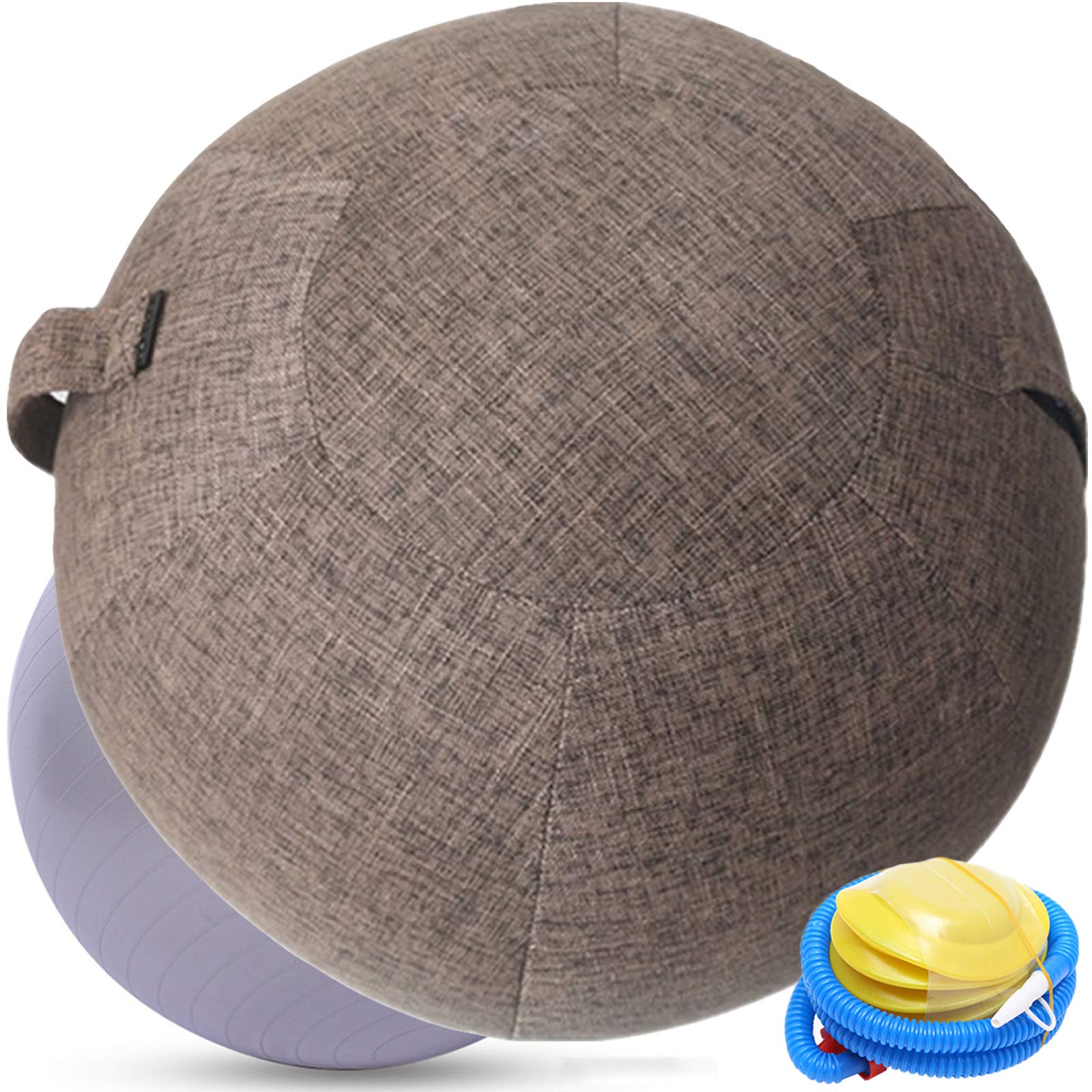 Palla Fitness 65cm Fitball Sedia Palla Ufficio Palla da Seduta Resistente Copertura per Gravidanza/Pilates /Sedia Yoga / Addominali (75CM,Castano)