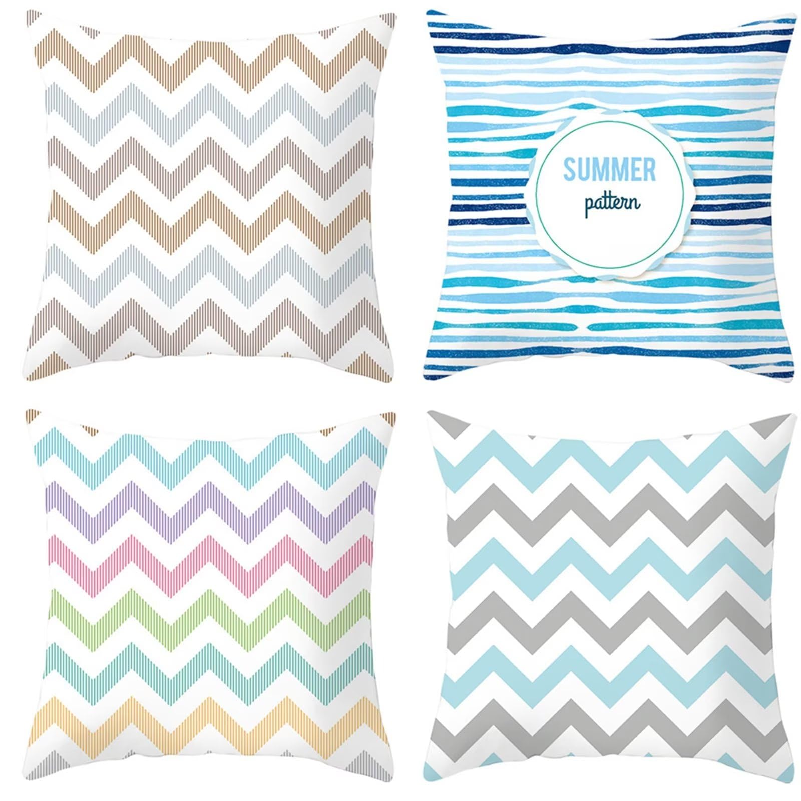 Juego de 4 Fundas de Cojines 65x65cm,Rayas a Cuadros Fundas para Cojines Terciopelo Decorativa Hogar Almohadas Fundas con Cremallera Oculta,para Sala Sofá Cama Decoración para Hogar YG1070