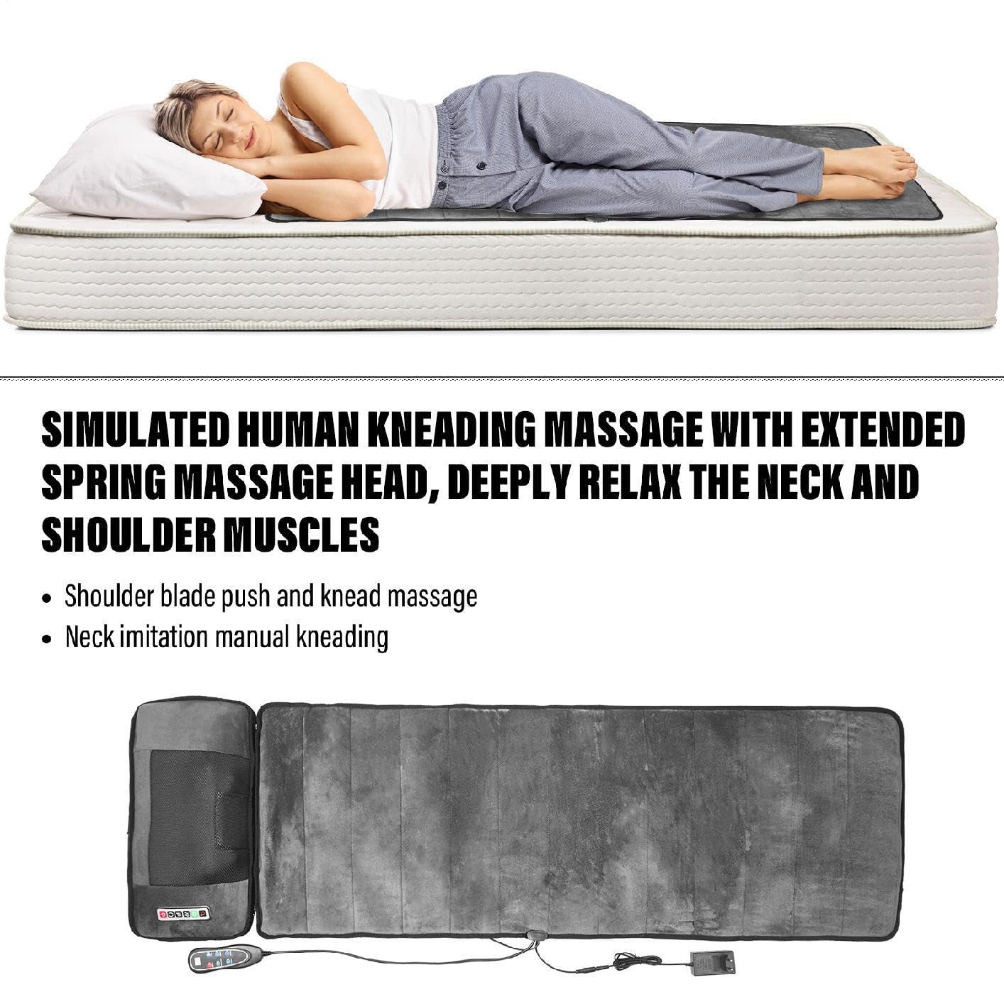Colchoneta De Masaje De Cuerpo Completo 50x165cm,colchón De Masaje Inteligente De 9 Velocidades Con Cojín Lumbar Inflable Con Control Remoto,masajeador De Espalda De Cuello Hombros Para Aliviar