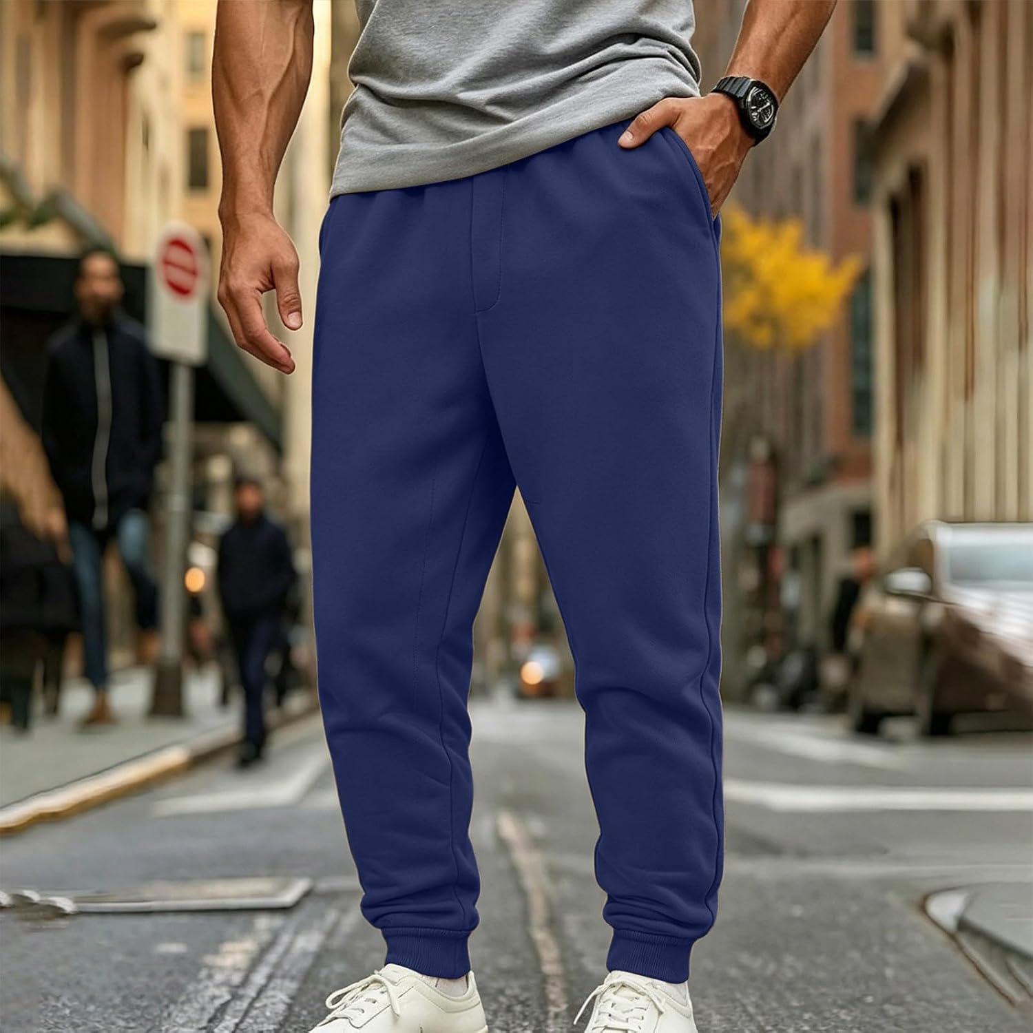 Men's Drawstring Workout Joggers Casual Lounge Track Pants Pockets