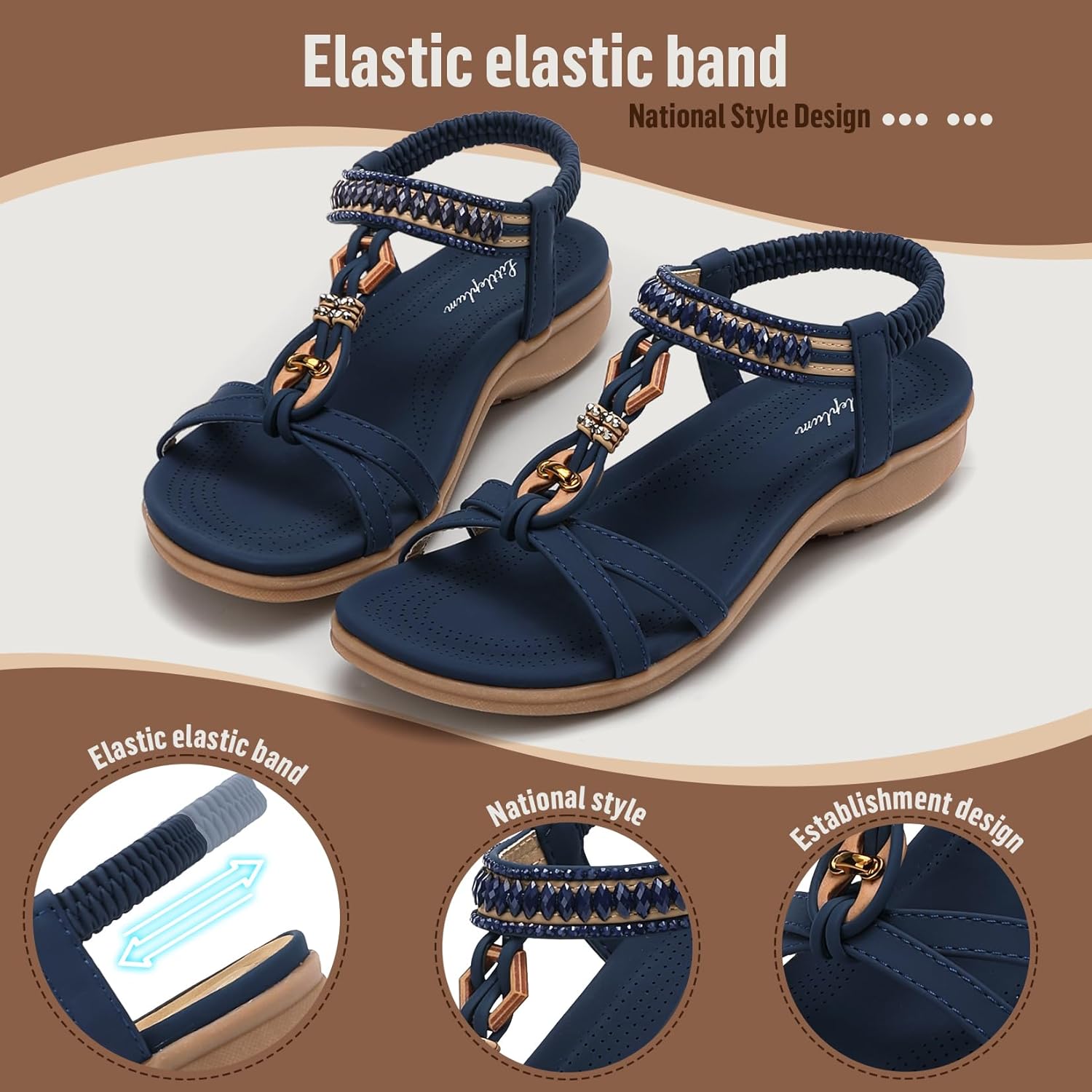 Littleplum Womens Sandals Comfort Arch Support Sandals Summer Walking Shoes Casual Ankle Elastic Flip Flops Shoes - Image 5