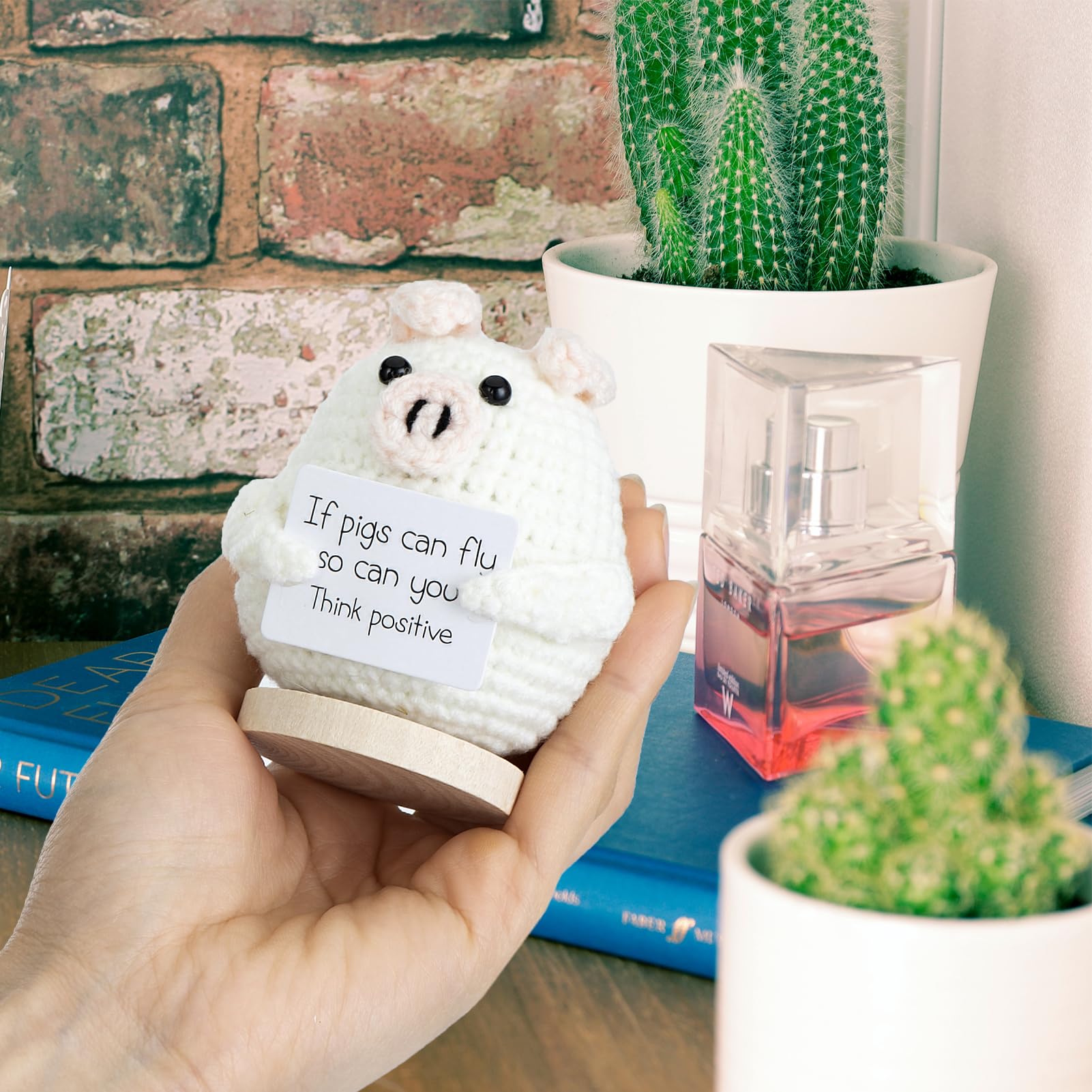 XBOCMY Pocket Hug - Porcellino portafortuna, in lana lavorata a maglia, mini bambola di maiale e piccolo portafortuna, regalo di mutago, buon miglioramento, regalo scolastico
