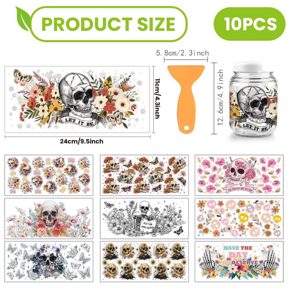 arricraft 10 Sheets Halloween Theme UV DTF Cup Wrap for 16OZ Glass - Image 2