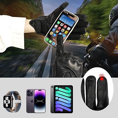 Miniatura 3 de FXC Pantalla táctil dedo completo motocicleta guantes de cuero de los hombres Premium moto protectora