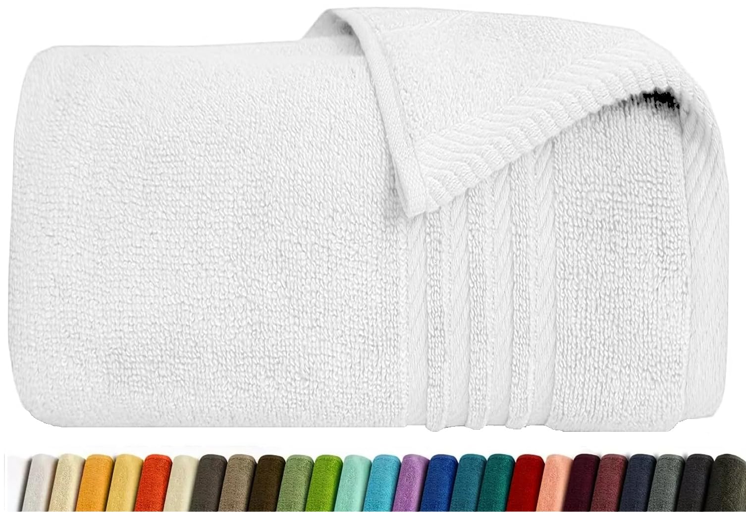 EDB Large Bath Towel 100% Egyptian Cotton Super Soft Jumbo Bath Towels 70cm x 140cm, 500-GSM Highly Absorbent Bathroom Towels (White, Bath Towel)