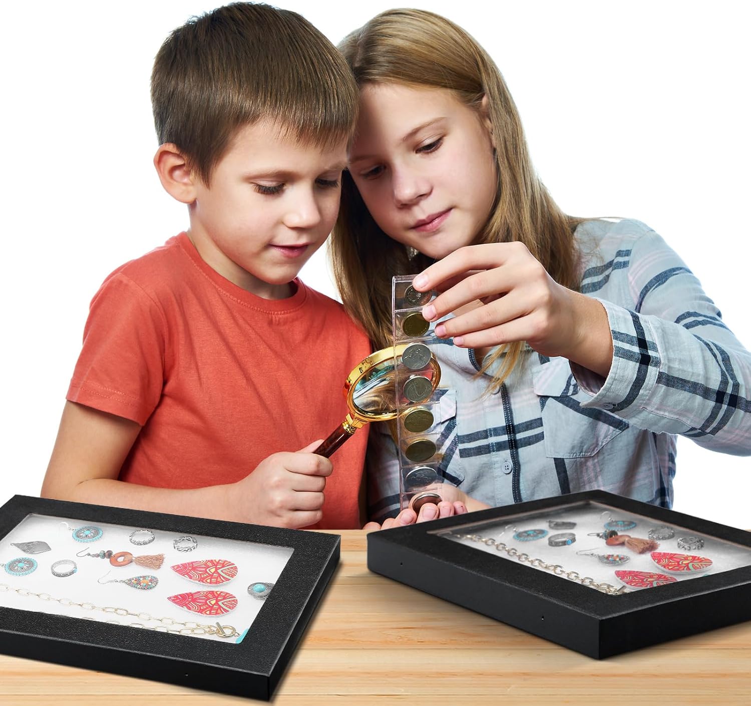 Landical 3 Pack Riker Display Cases Large Collectibles Display Cases Transparent Top for Collectibles Jewelry Pins (12 x 8 x 0.98 Inch)