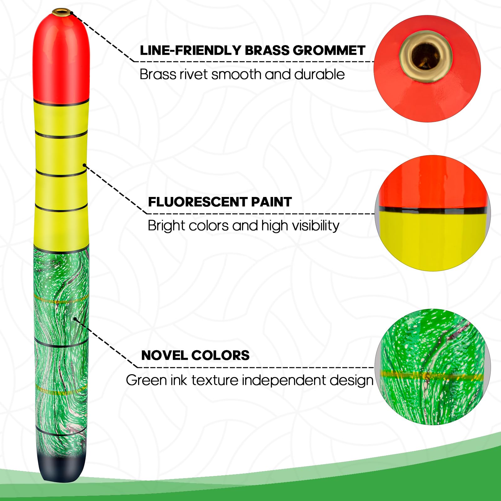 QualyQualy Catfish Fishing Bobbers, Weighted Catfish Pole Floats/LED Fsihing Bobber, 3PCS High Visibility Wood Pole Fishing Float