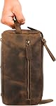 KOMALC Premium Buffalo Leather Unisex Toiletry Bag Travel Dopp Kit Shaving kit