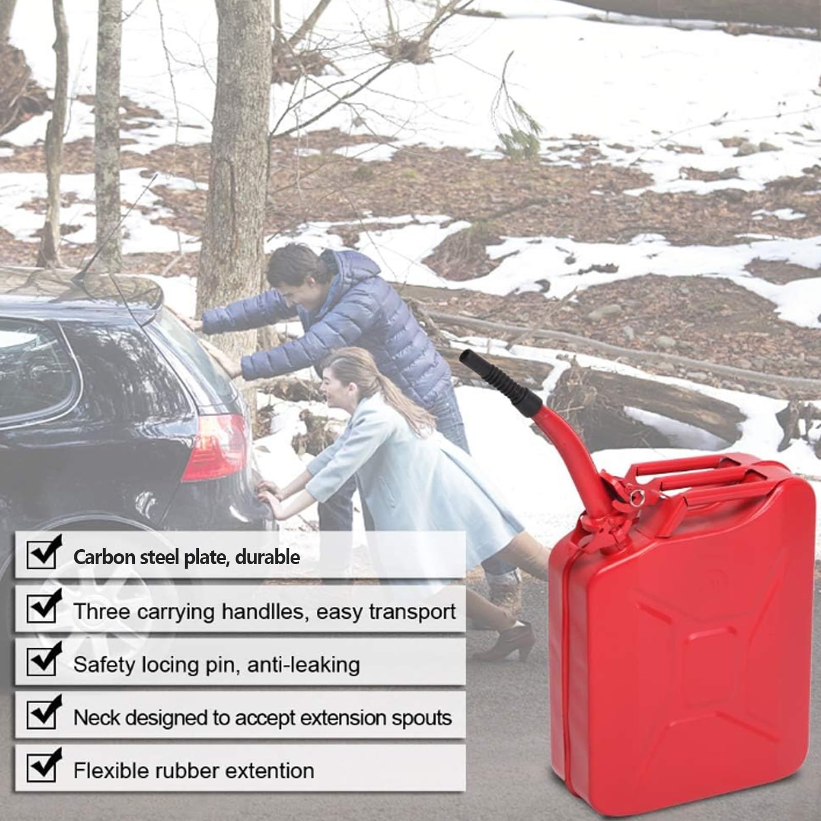 20-Liter-Heizölkanister, Metalltank für Benzin und Diesel mit Ausgießer für Pkw, Geländefahrzeuge und Notversorgung