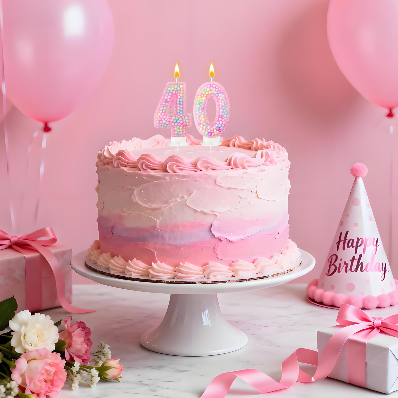 Zlongron Velas con números de cumpleaños, hechas a mano, macarrón, 3D, número 4, adecuadas para cumpleaños de niñas y niños, bodas, aniversarios, decoraciones de tartas de fiesta temática