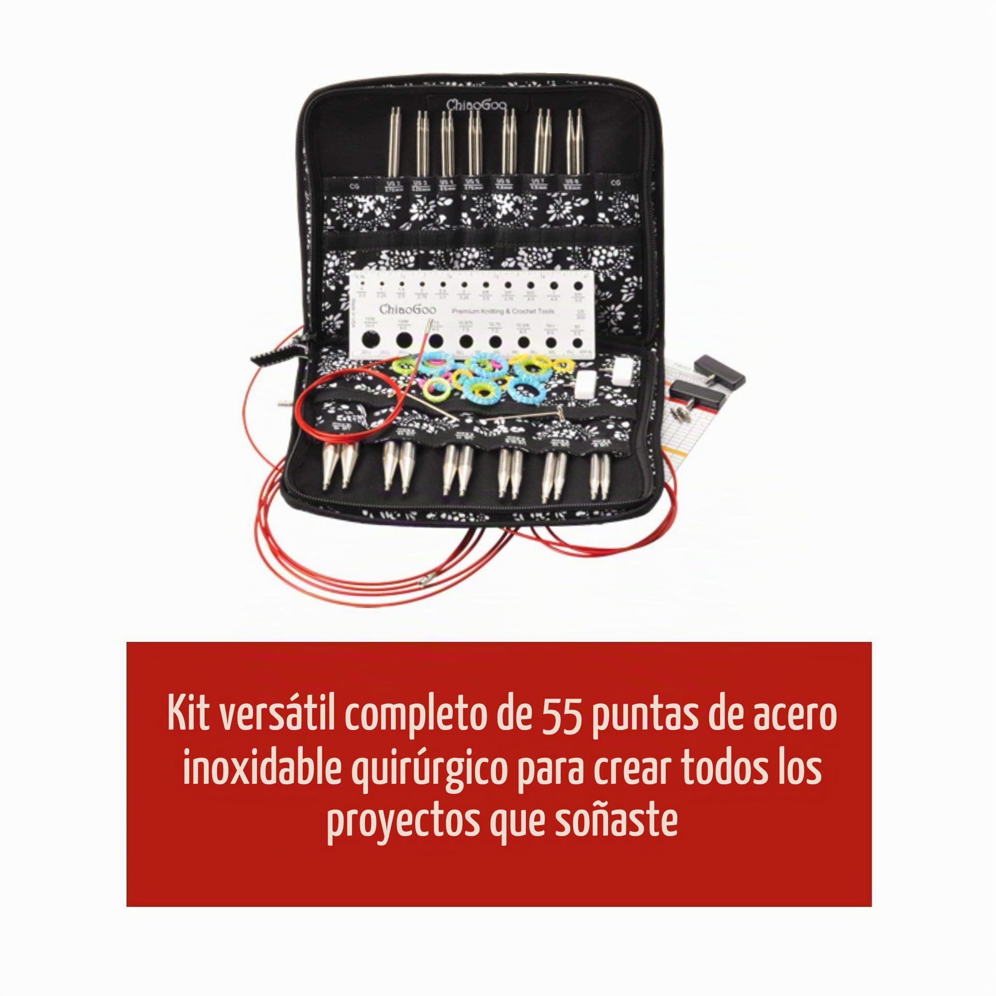 ChiaoGoo TWIST Lace Juego de Agujas de Punto Intercambiables Puntas de 13 cm Medidas 2.75 a 10.00 mm - 1 unidad