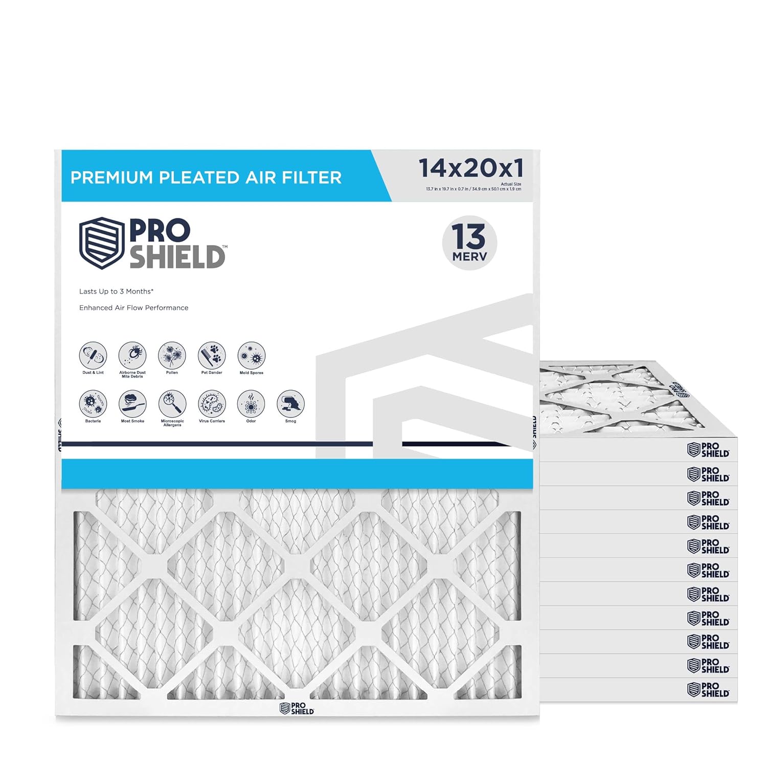 14x20x1 MERV 13 Pleated Filter 12 Pack