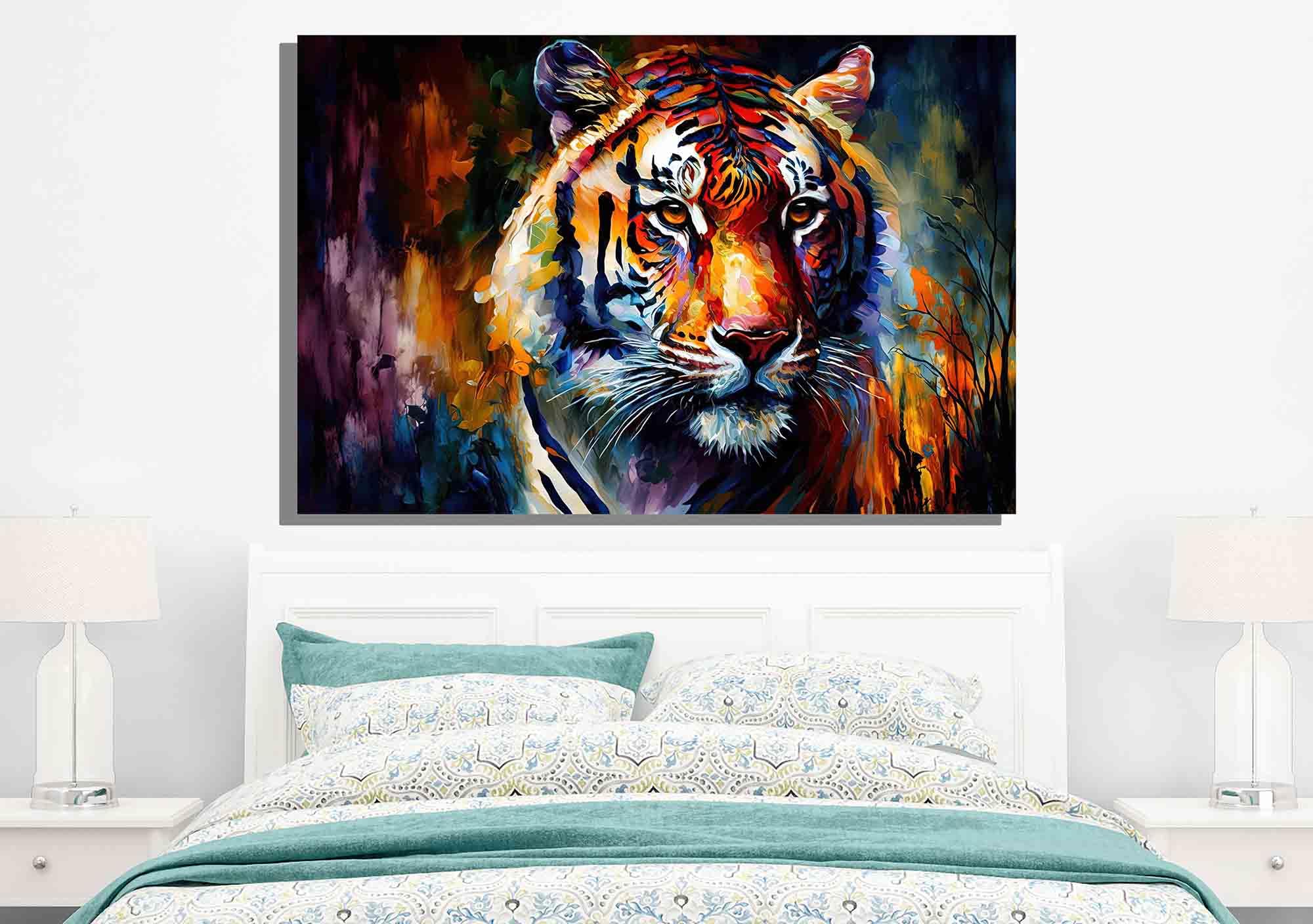 Majestic Tigre dans la neige, Etats-Unis peinture sur toile, d'énormes