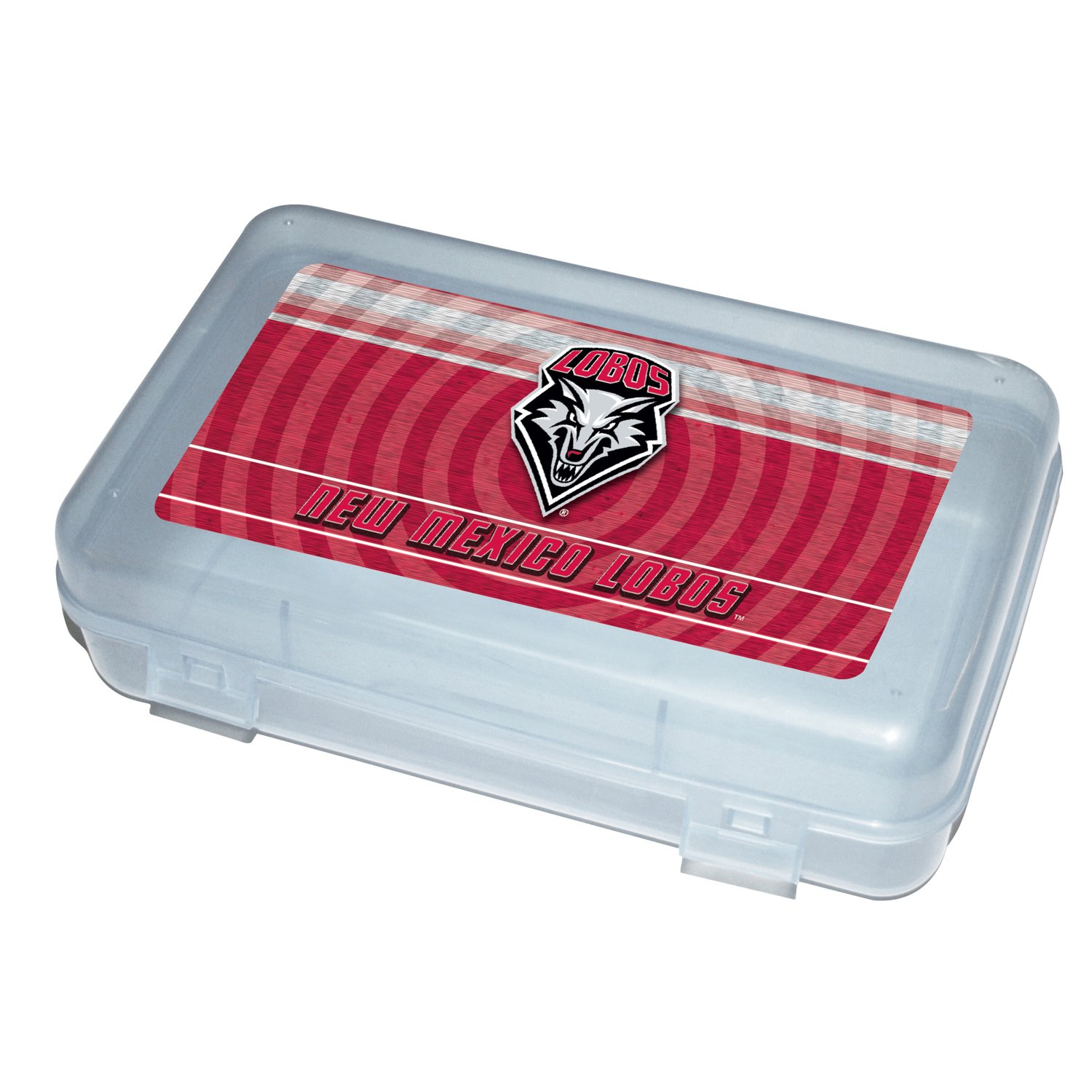 C.R. Gibson Plastic Pencil Case With Team Logo, Licensed By NCAA, Measures 8.25" x 4.75" x 2.5" - New Mexico Lobos