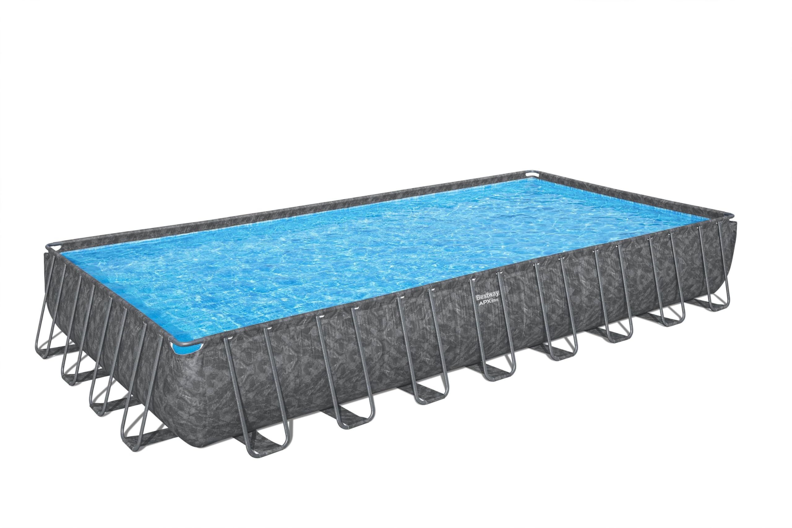 Bestway Kit Piscine Hors Sol rectangulaire APX 365-956 cm x 488 cm x 132 cm - Gris foncé