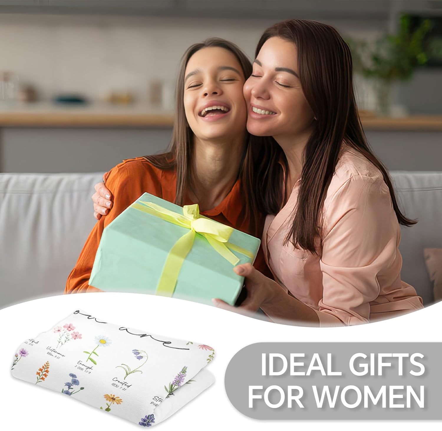 Christian Gifts for Women Inspirational Religious Birthday Gifts for Mom Sister Girls Friend, Soft Flannel Christian Floral Throw Blanket Baptism Confirmation Spiritual Present for Her(50"x60") - Image 6