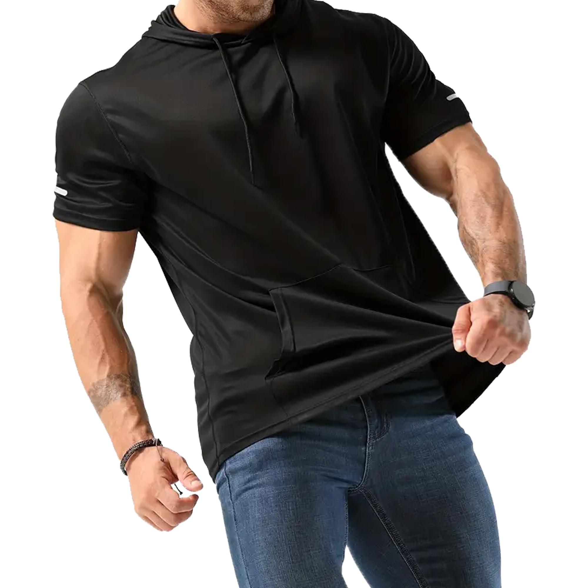 frueo Paquete de 3 Camisetas Deportivas de Malla de Manga Corta Que absorben la Humedad para Hombre, 00550 Negro Gris Verde, X-Large