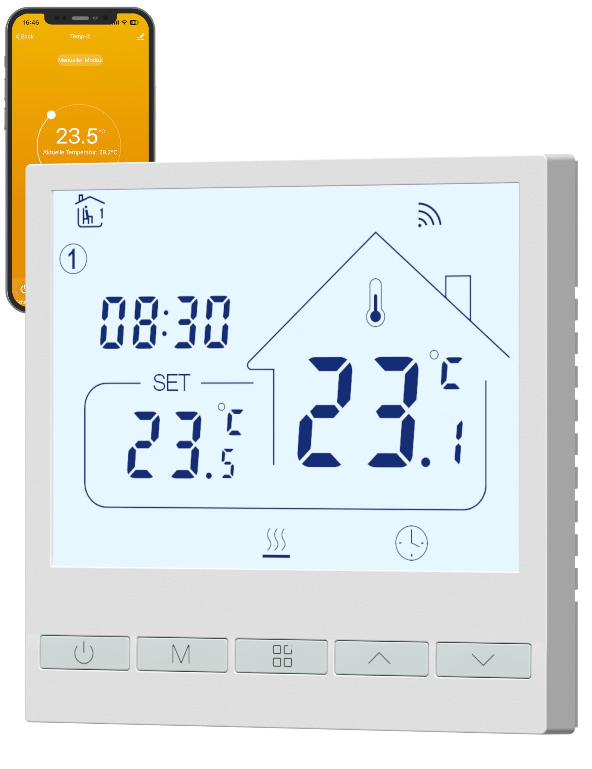 WiFi Heating Thermostat for Boiler. Daily Programmer Thermostat Suitable for Water and Gas Heating Systems. Built-in Thermostat with Voice Control Compatible with Alexa and Google 3A