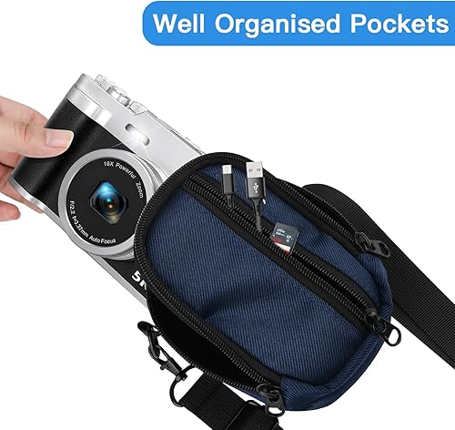 Miniatura 4 de Funda de viaje para cámara digital, bolsa de almacenamiento para cámara pequeña (tamaño de cámara 5.3 x 3.1 x 2.1 pulgadas) con trabilla para