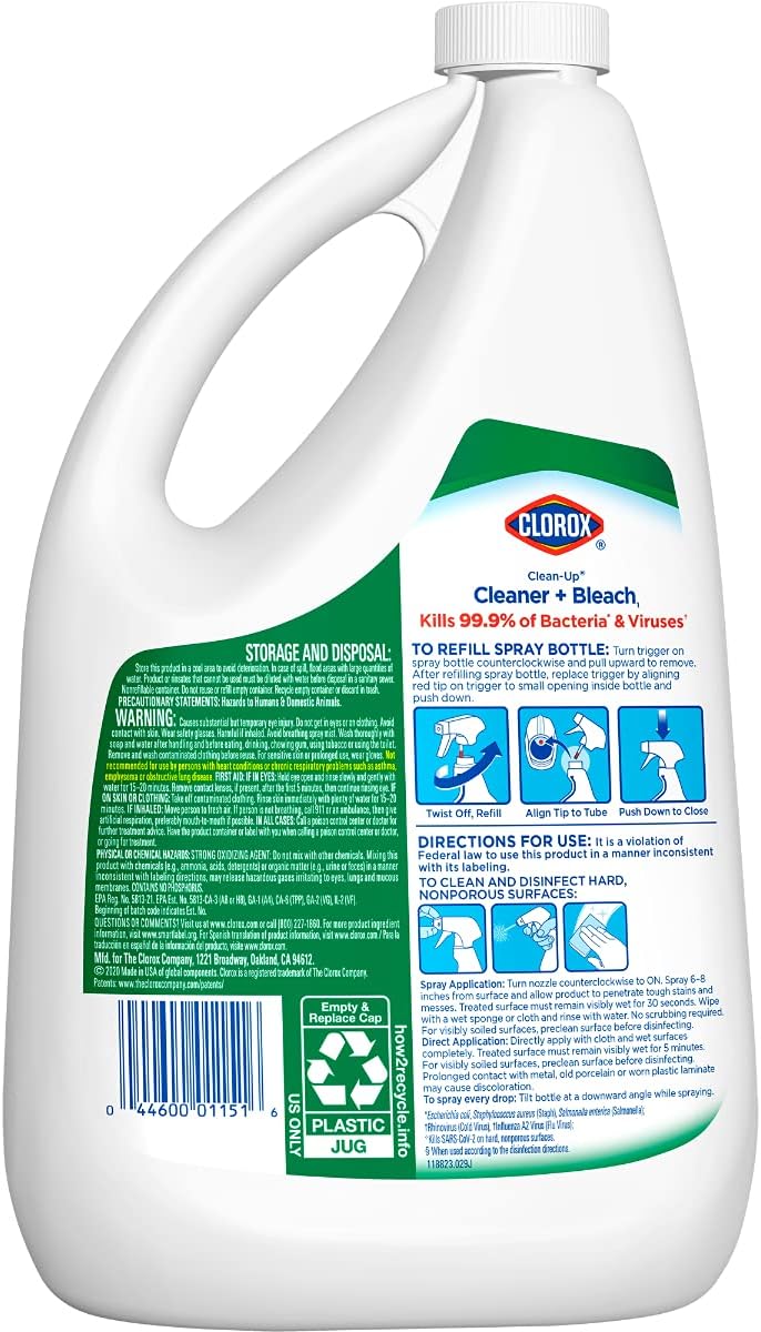 Clorox Clean-Up Refill, All Purpose Cleaner with Bleach Original, 64 Ounce Refill Bottle - Package May Vary