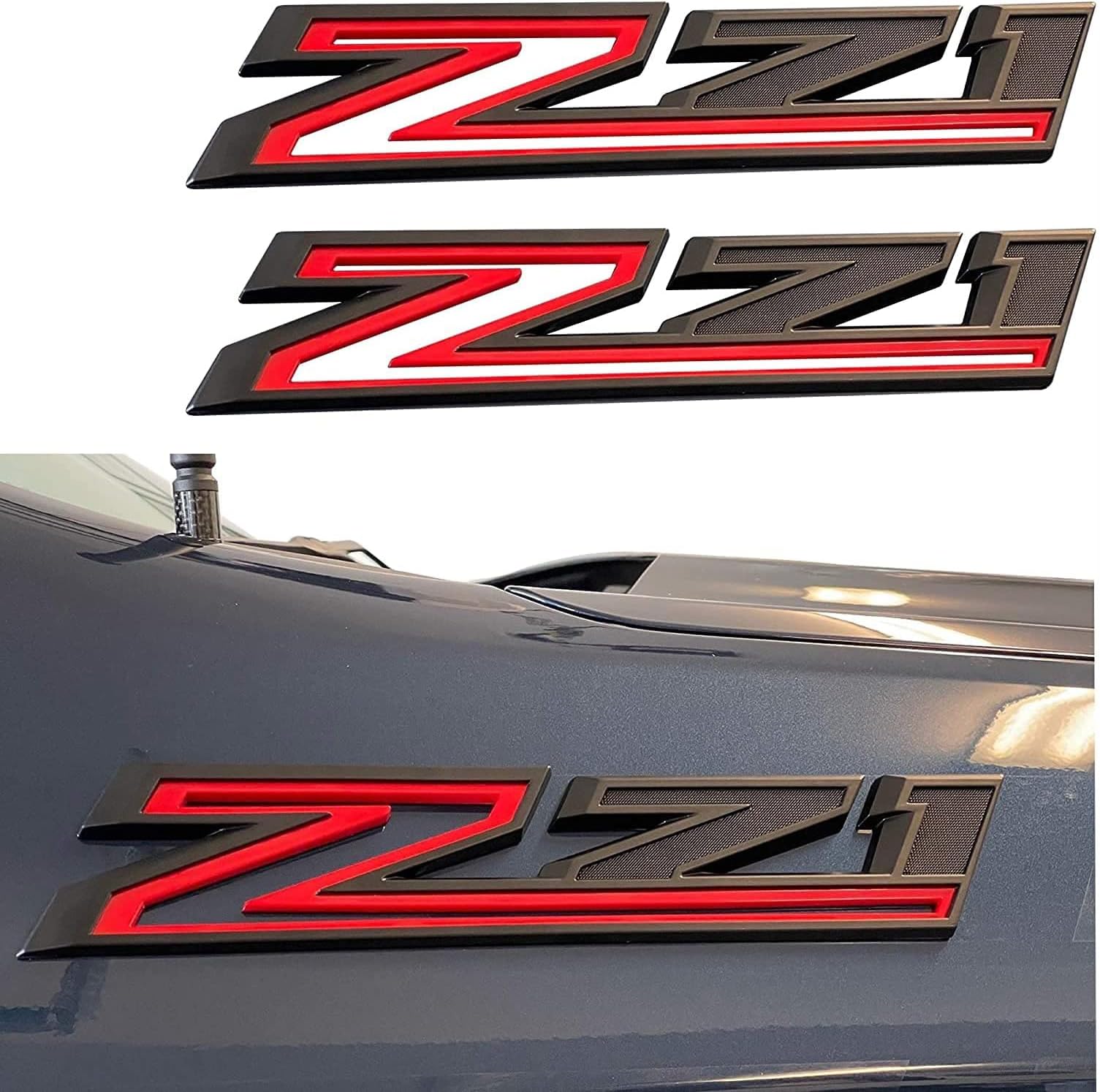 Xuebo 2021 2pack OEM Silverado Z71 Fender Emblem Decals Badges Replacement for Silverado 2019-2021 Genuine Parts 84632695 Black Red