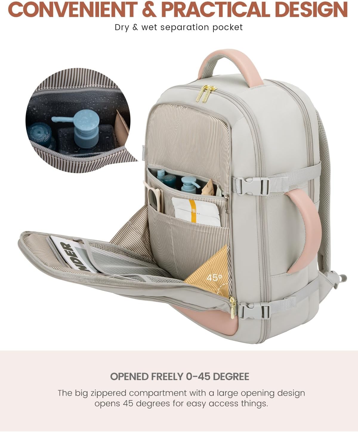 LOVEVOOK Travel Backpack For Women Flight Approved, 40L Carry On Backpack, Personal Item Travel Bag for Airplanes, Business Weekender Fit 17 Inch Laptop, Waterproof Overnight Daypack with 2 Cubes