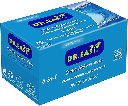 Miniatura 13 de DR.EASY Hojas de secado de fórmula a base de plantas, hojas suavizantes de tela de 252 unidades para lavar ropa libre y transparente, perfumado, sin