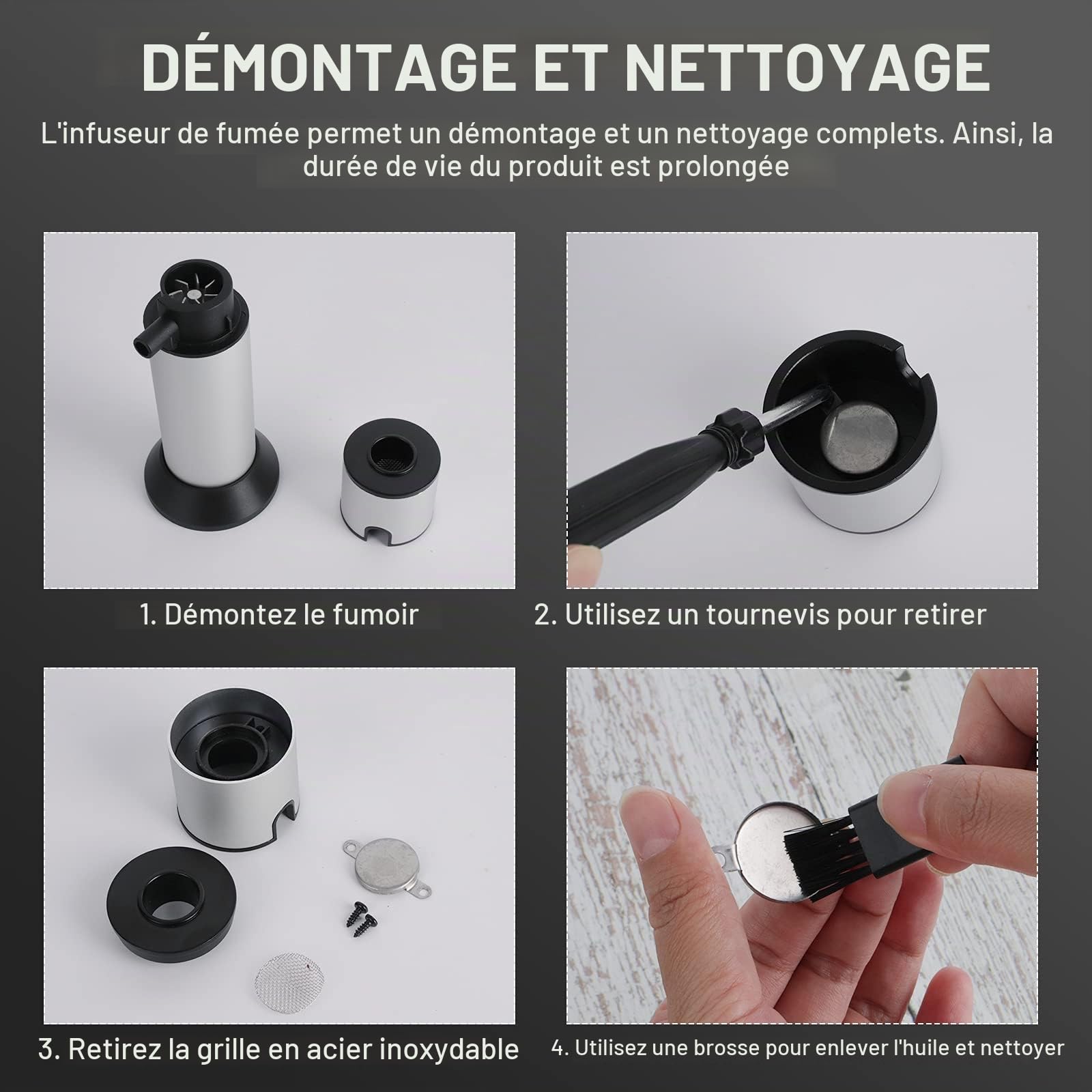 BORUIT Fumeur Portable Infusion Fumée Fraîche pour Améliorer Le Goût Smoke Fumeur Pistolet à Viande Fumée Pistolet Portatif avec des Copeaux De Bois pour La Nourriture, La Viande, Les Fromages