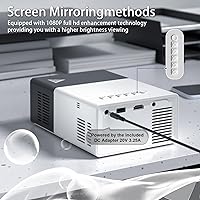 Vista 2 de Mini proyector con proyectores portátiles Wifi compatible con 1080P 200 pulgadas Mini proyector de película HD, proyectores para exteriores