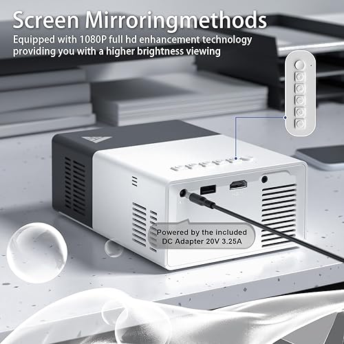 Miniatura 2 de Mini proyector con proyectores portátiles Wifi compatible con 1080P 200 pulgadas Mini proyector de película HD, proyectores para exteriores Blanco +