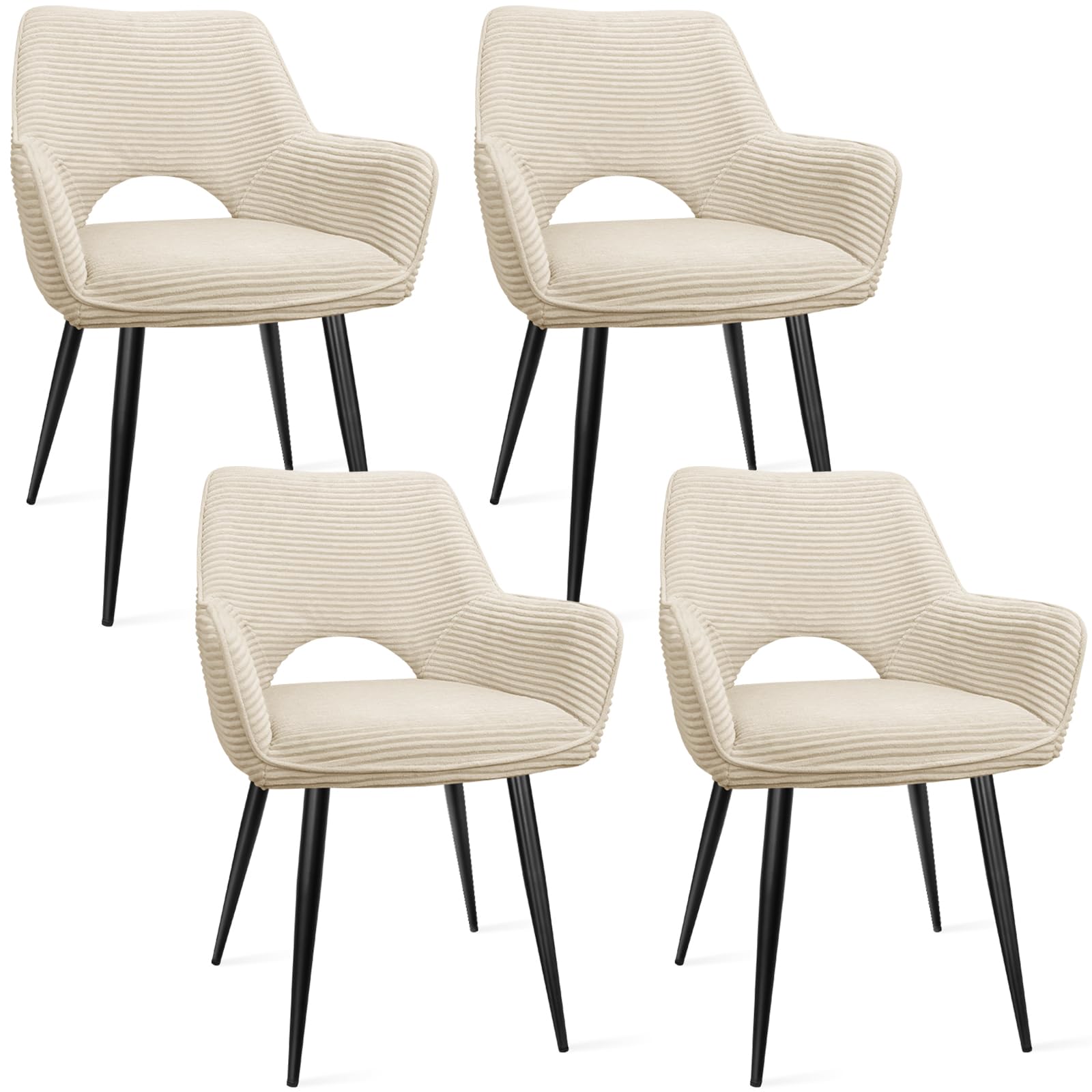 WAFTING Esszimmerstühle 4er Set, Armlehnstuhl mit Metallbeine, beige