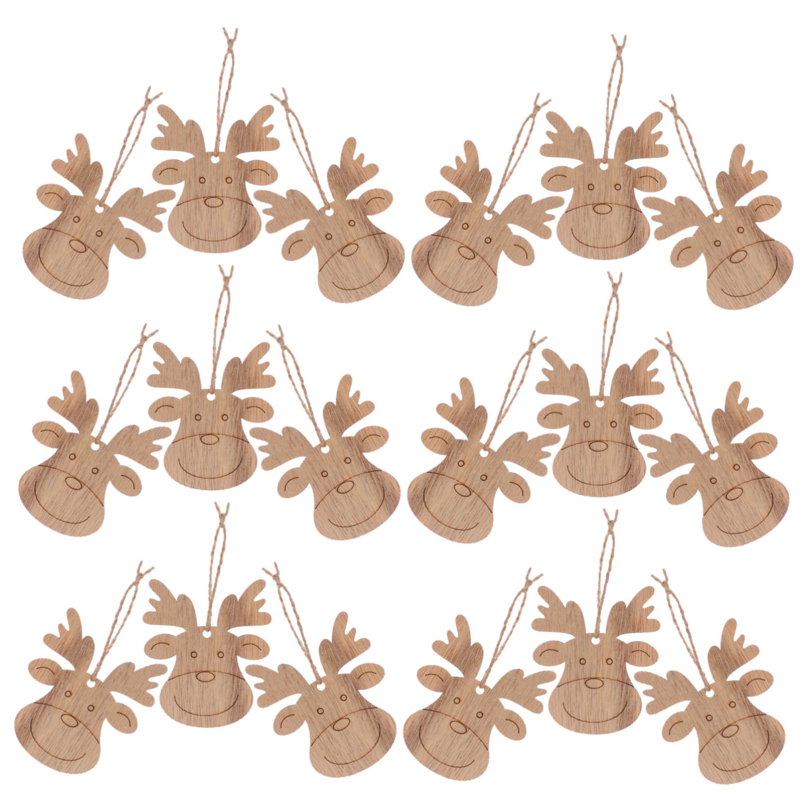 NUOBESTY 20 Pezzi Decorazioni Natalizie Legno Forma Cervo Beige per Bricolage Fai da Te Handmade per Ragazzo Ragazza Festa di Natale Decorazioni Casa Artigianali