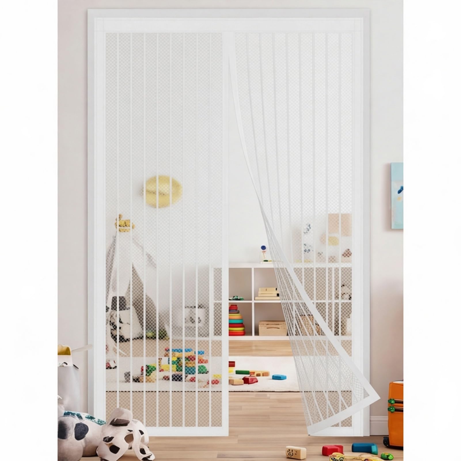Yxrs White Magnetic Fly Screens 133 X 243 Cm Frame Hook & Loop Hundreds Of Sizes Duty Door Screen Keep Bugs Out & Lets Fresh Air In Easy To Install Without Drilling,
