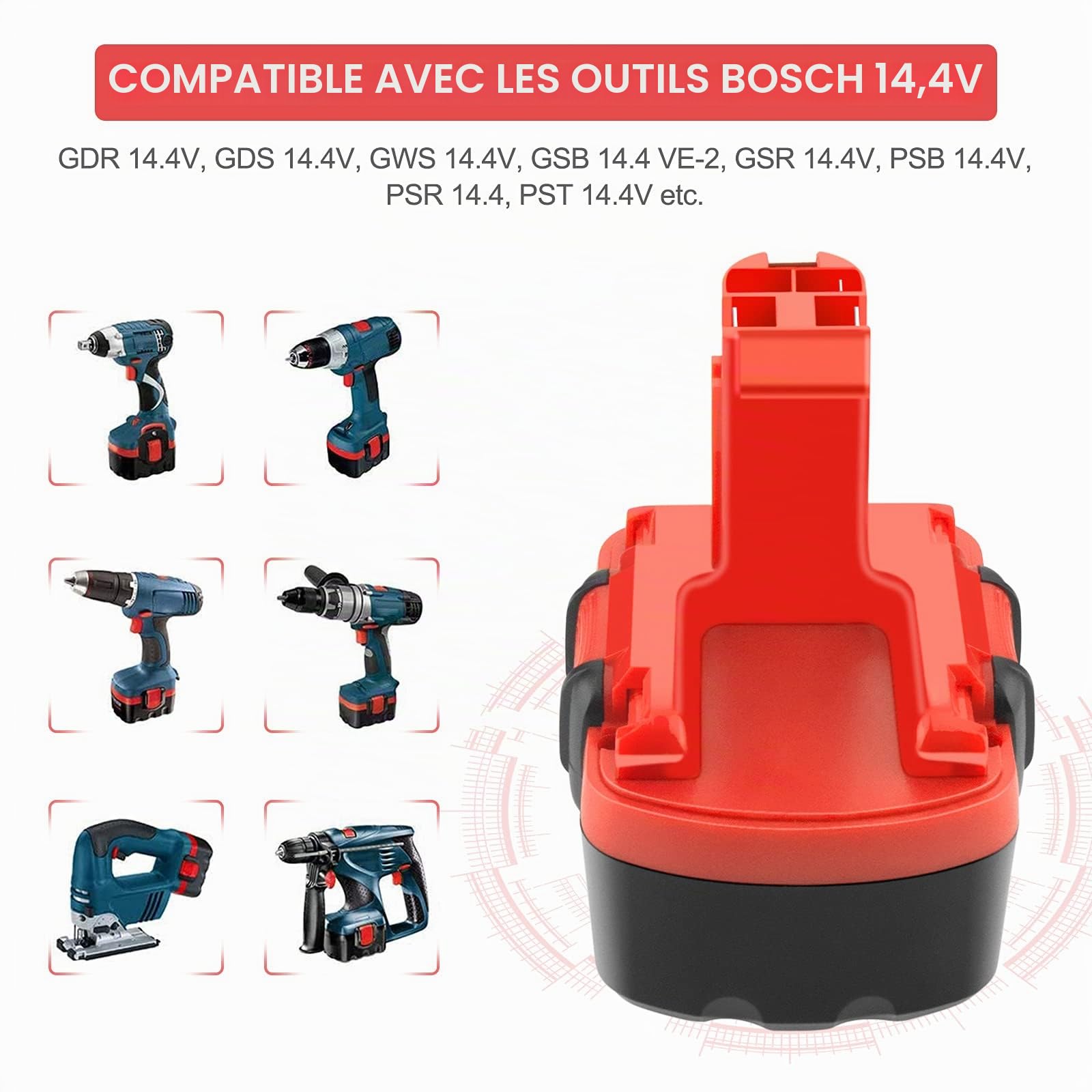 2 X ADVTRONICS 14.4V 3.5Ah Ni-MH BAT040 Batterie de Remplacement pour MaKita 2607335275 2607335533 2607335534 2607335711 2607335465 2607335685 2607335276 BAT038 BAT040 BAT041 BAT140 BAT159 13614