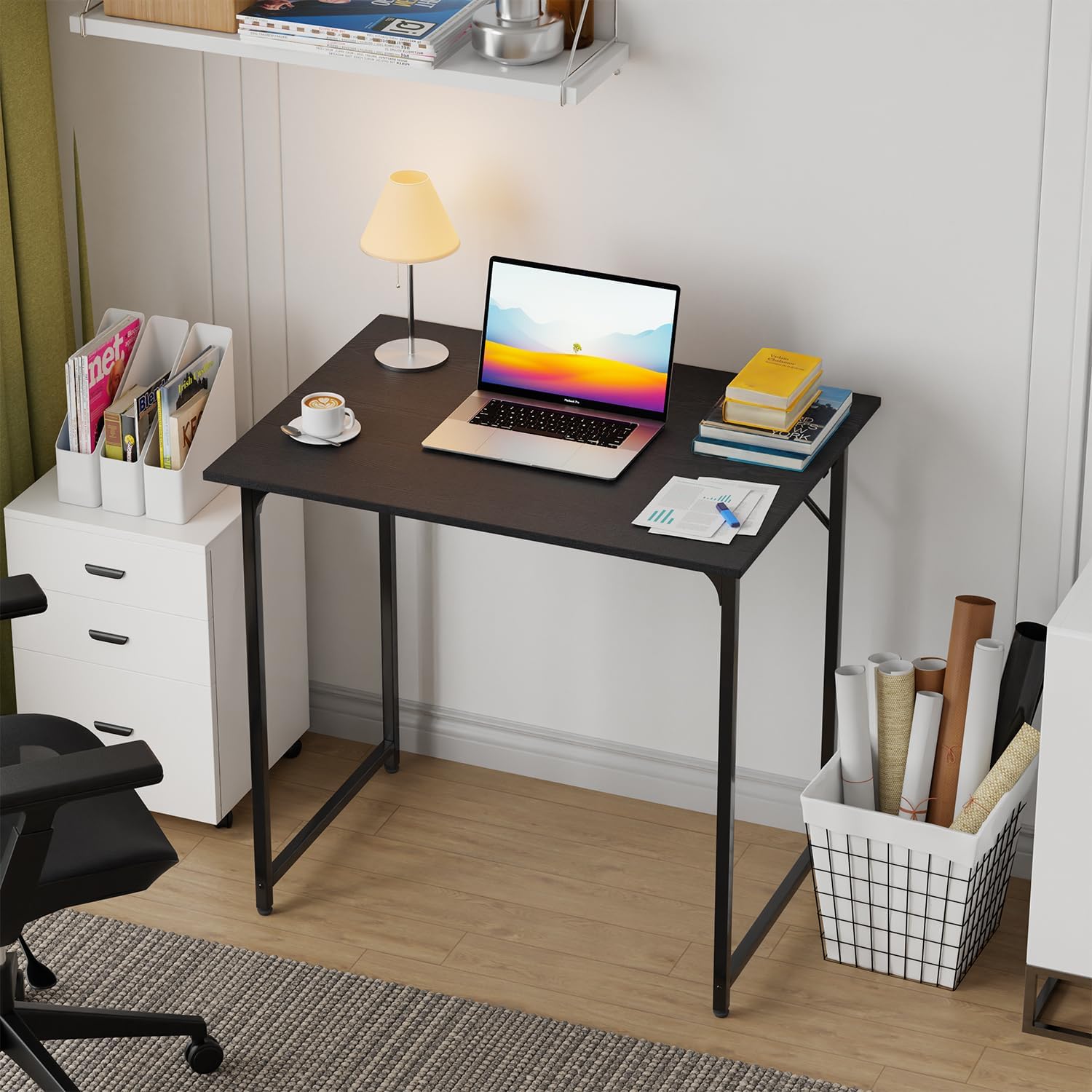 FDW 32 inches Office Small Computer Desk/Home Office Desk/Study Student Writing Desk/Modern Simple Style Desk,Black