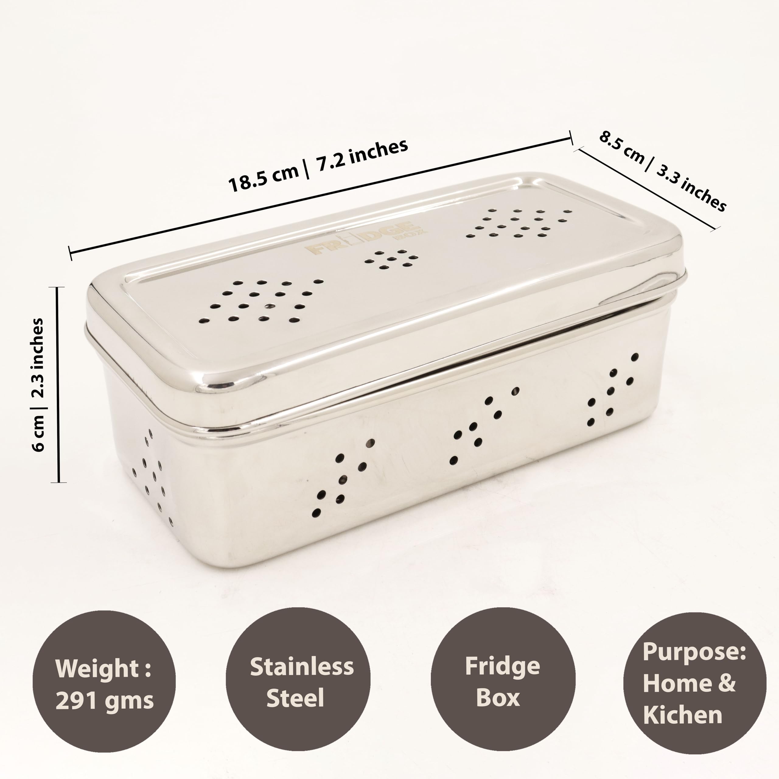 Buy Spillbox Stainless Steel Fridge Box with Holes|Storage Box
