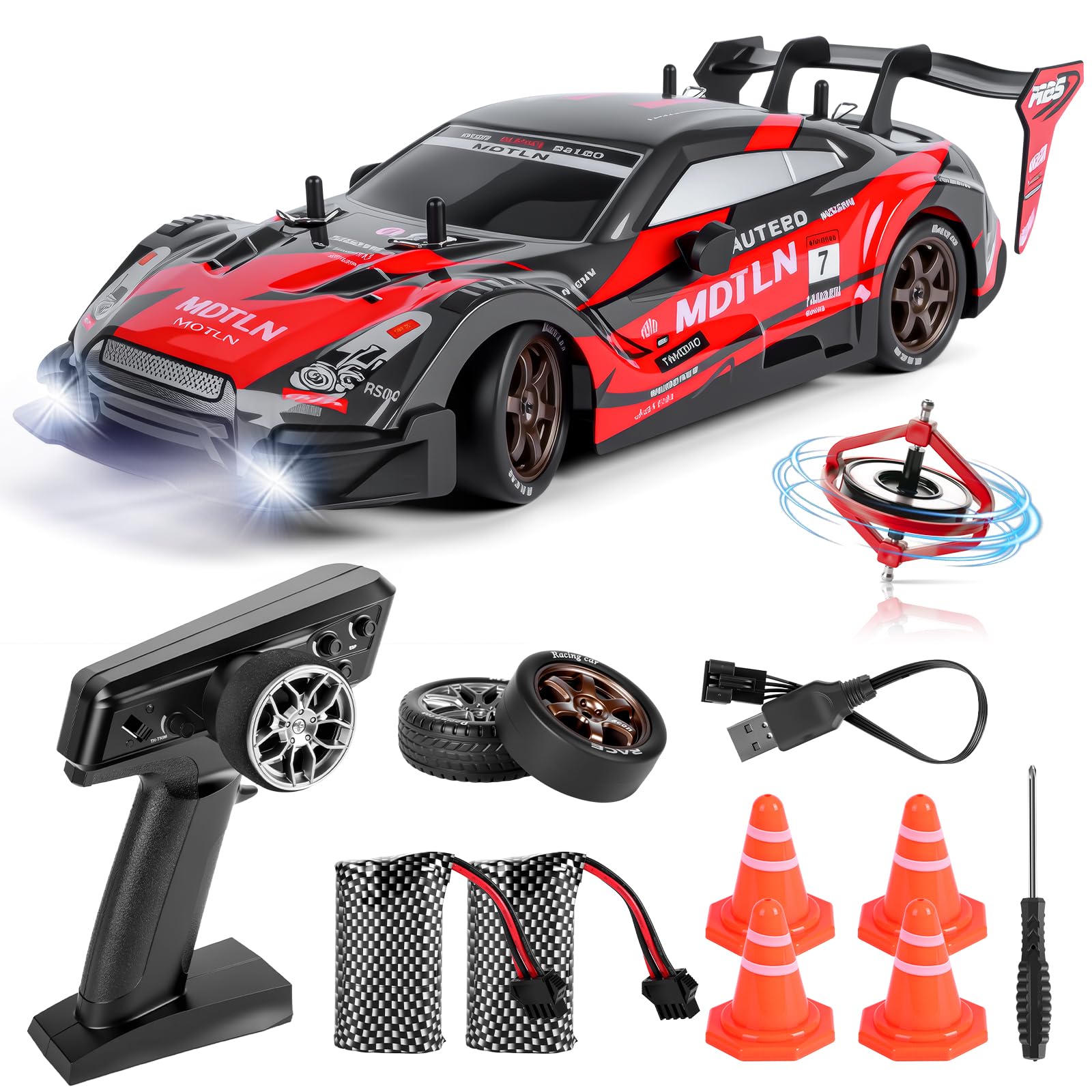 Rc Car 1:24 Macchina Telecomandata HIULLEN 1:24 - Auto Da Drift 4WD Con Luci LED E Controllo 2