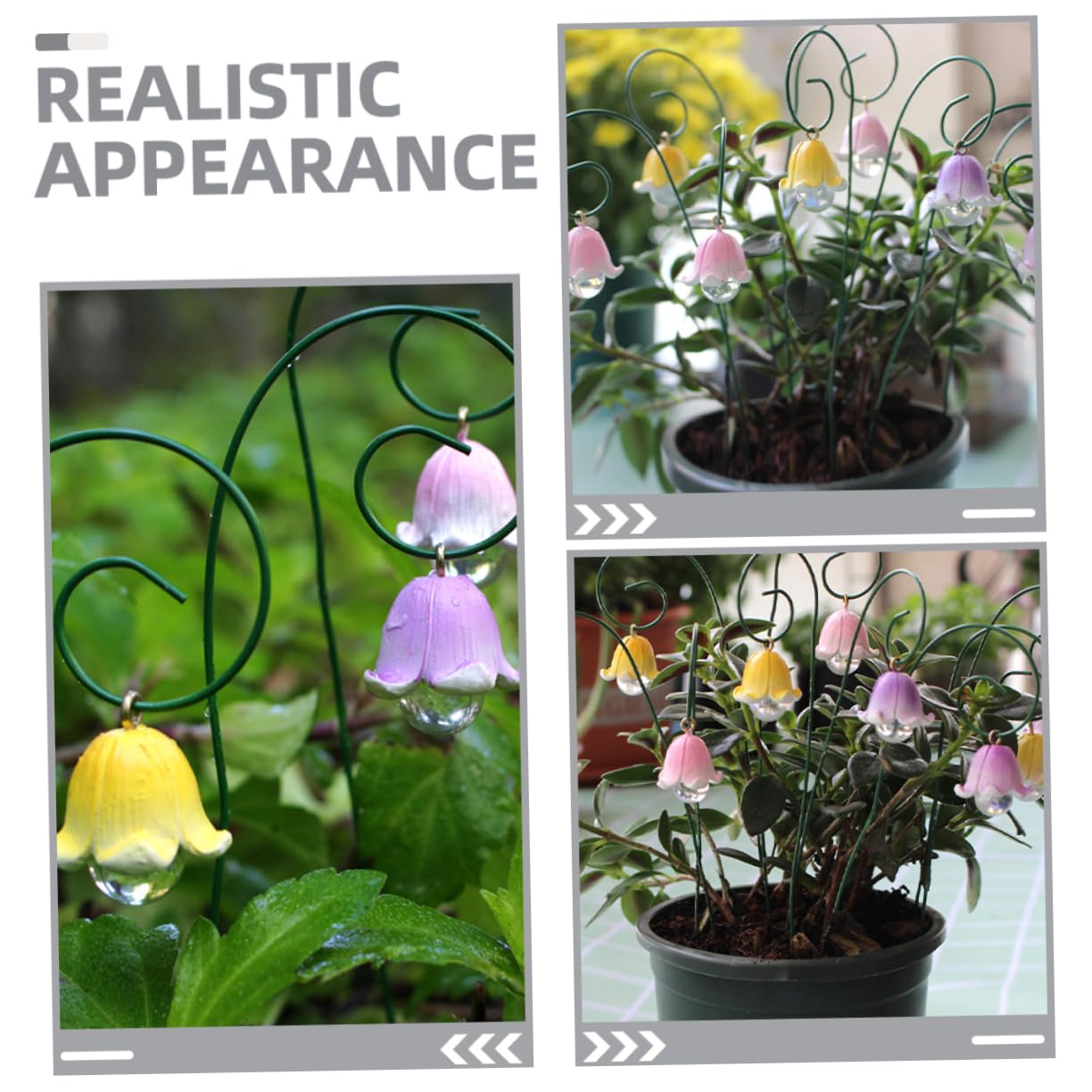 UPKOCH 4 Sätze Maiglöckchen-blumenarrangement Ornamente Gartendekoration Hochzeit Blumen Im Freien Dekorative Rasenpfähle Simulationsblumeneinsatz Blumenstab Blumenpfähle Harz 9 Stück * 4