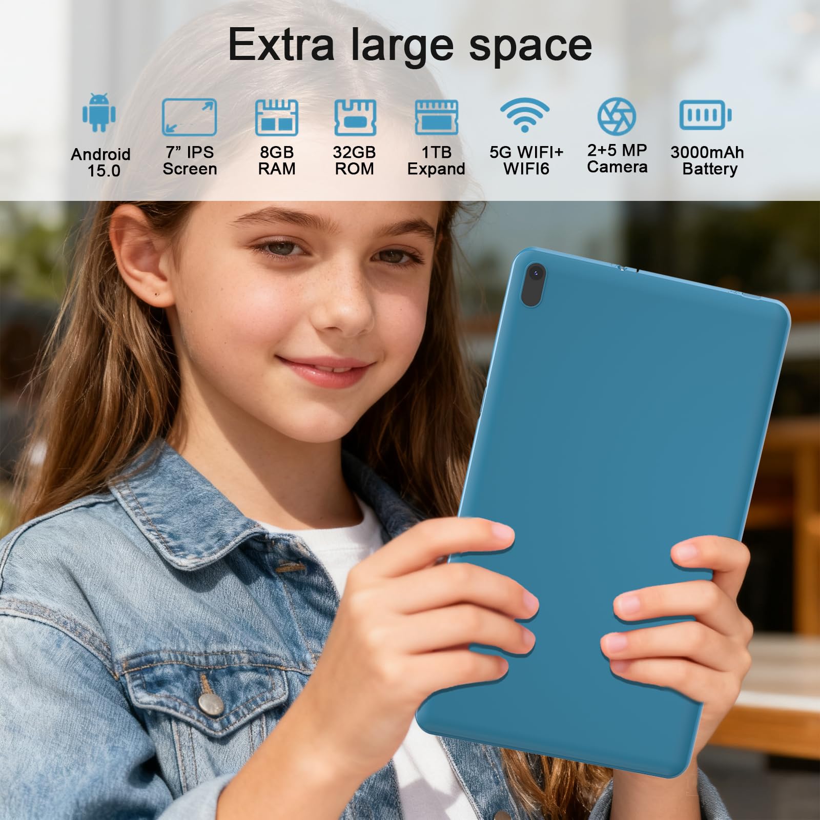 Amazon.com : Tablet Android 15 Tablets with Case 7 inch, 8GB RAM