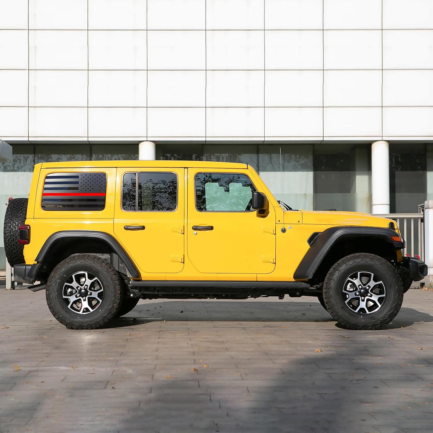 Rear Window Decals Compatible with Jeep Wrangler JL JLU 2018-2023 2024 (4-Door),American Flag Stickers for Jeep Wrangler Accessoriess,USA Flag Decal-Red