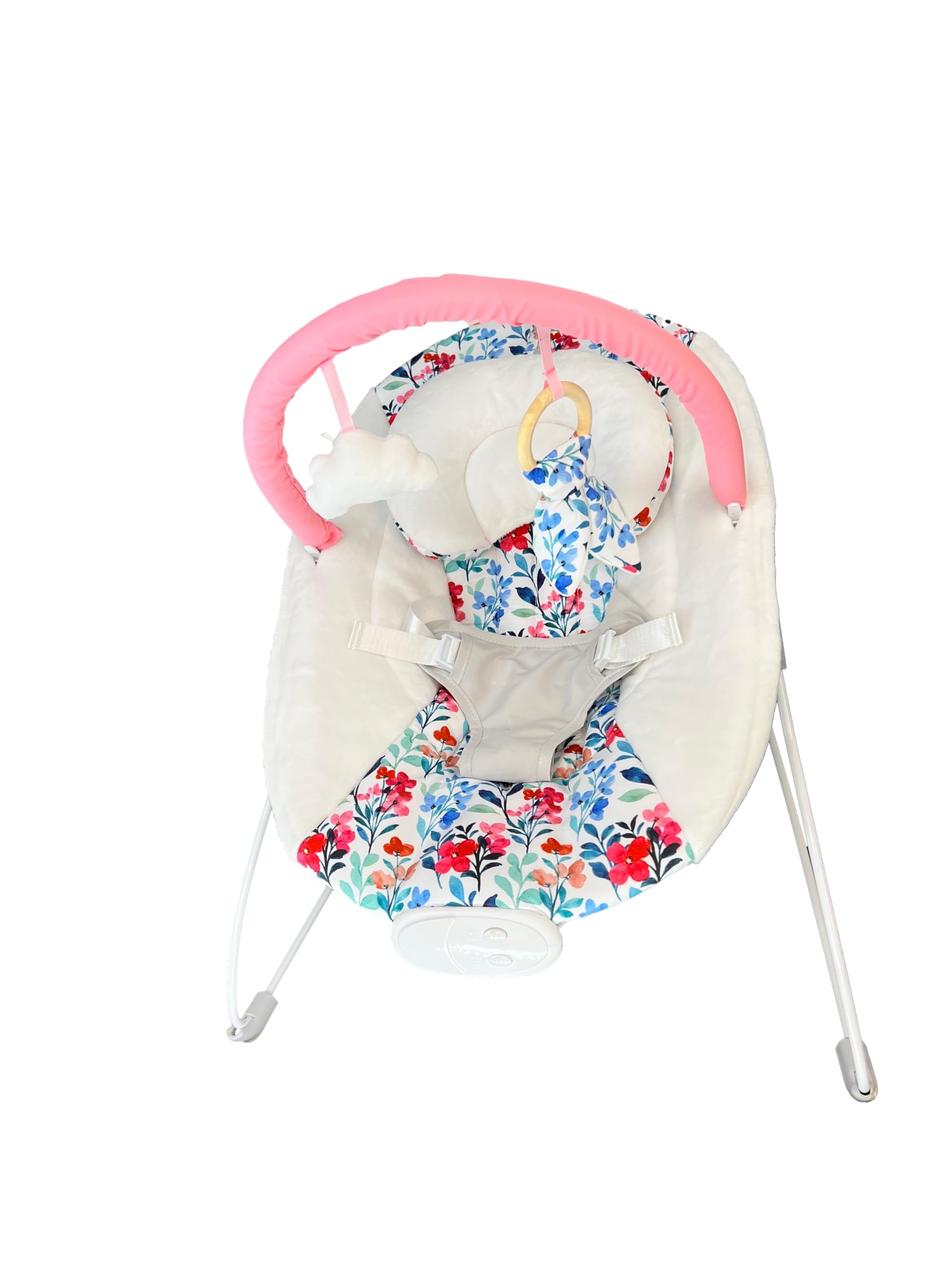 LADIDA My First Baby Sdraietta con Musica Lenitiva e Vibrazione, Barra Giocattolo Rimovibile con 2 Giocattoli Adatto per Neonati
