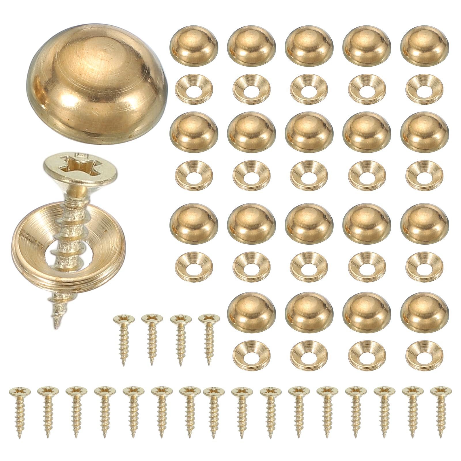 YELARXI Brass Decorative Screws with Caps, Mirror Screw Self Tapping Screws Decorative Cover