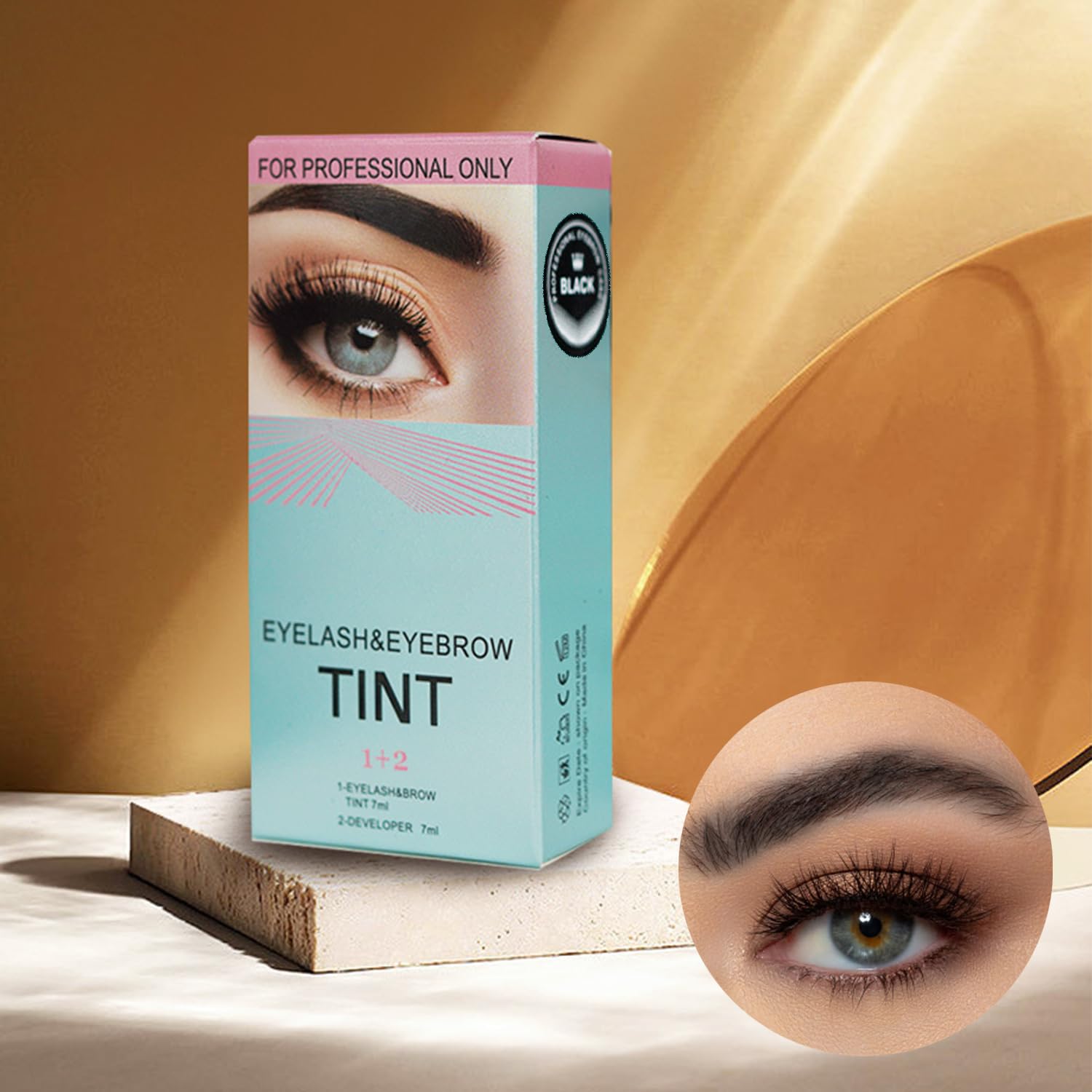 Professional Eyelash & Eyebrow Tint Kit for Salon Use, Black Tint with Developer for Long-Lasting Waterproof Brow Pomade - Image 3