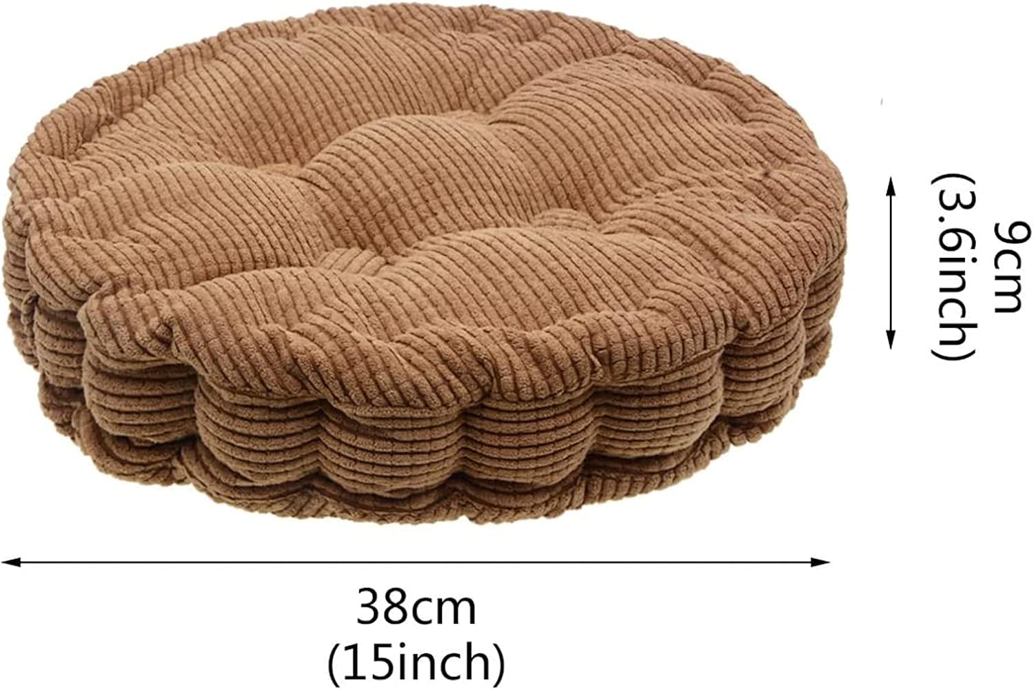 Brown Floor Pillow, Soft Round Seat Cushion (15" Dia.x 3.6'' H), Thicked Corduroy Chair Pad with EPE Foam, Indoor/Outdoor Floor Cushion, Tatami Seat Pad, Fits Dining Chairs, Office, Home, Dorm