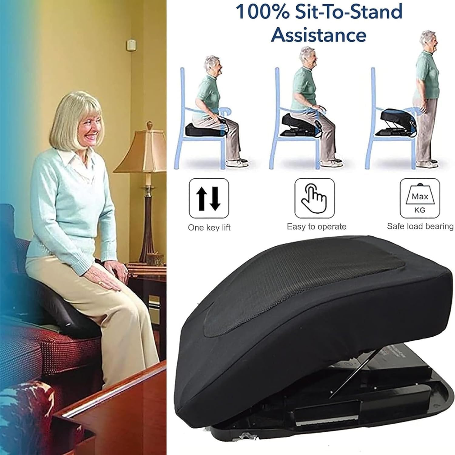 Lift Assist Per Anziani, Cuscino Di Sollevamento Portatile Ausilio Per La Mobilità Del Sedile Cuscino Elettrico Di Sollevamento Facile Per Assistenza Alla Mobilità, Supporto Fino a 300 Libbre